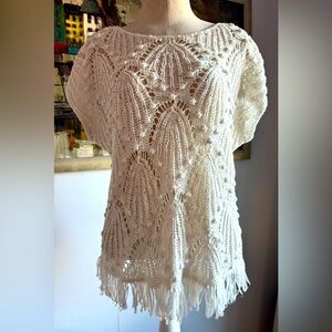 Lilly Pulitzer White Crochet Fringe Top